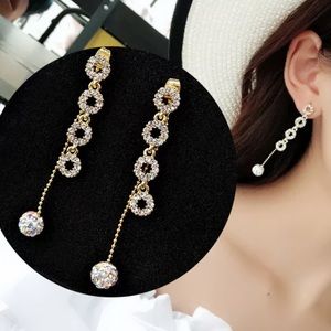 Crystal Tassel Long Earrings